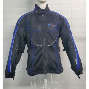 Olympia Womans Medium Armored Summer Motocycle Jacket Blue &‎ Black Reflective